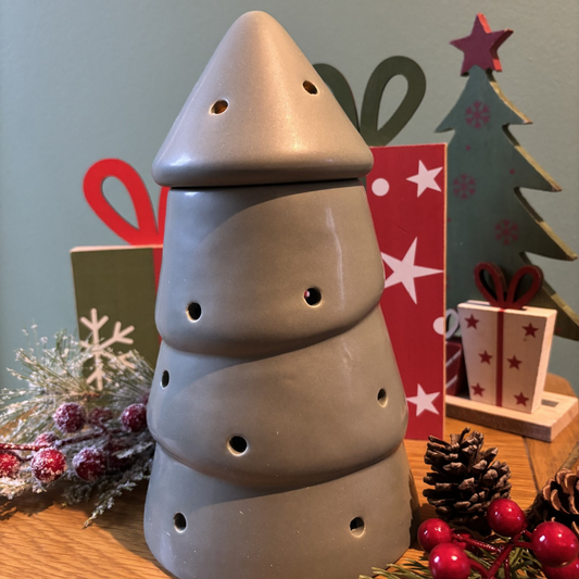 Matte Sage Green Christmas Tree Wax Melt Burner – Ceramic Festive Burner