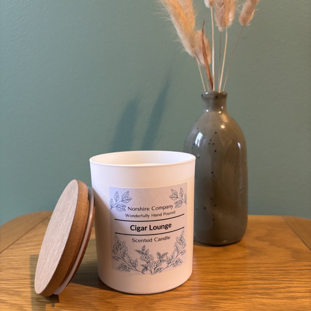Cigar Lounge Candle with Wooden Lid