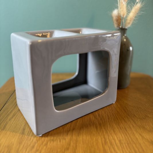 Talin Double Ceramic Wax Burner – Gloss Grey